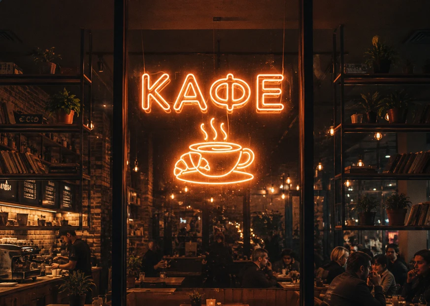 Неоновая вывеска КАФЕ